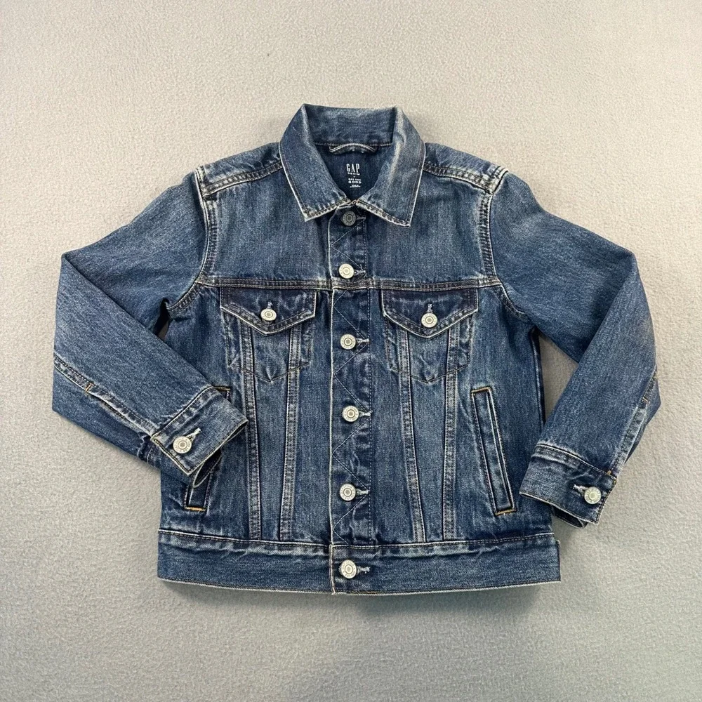 Gap Denim Kids Medium Wash Jean Jacket Blue Cotton 491331-00 Size S 6-7